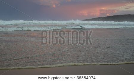 Puesta del sol en una playa