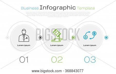 Set Line Businessman Or Stock Market Trader, Barrel Oil Leak And Oil Exchange. Business Infographic 