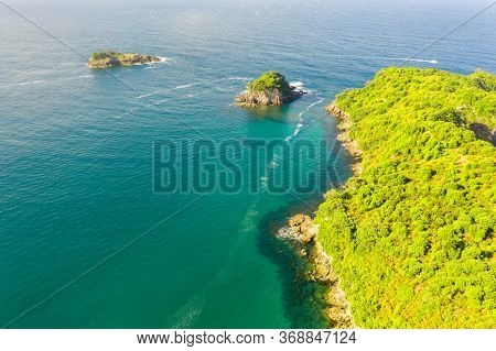 An aerial view of Hahei Beach New Zealand