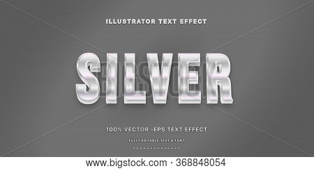 Editable Text Effect - Silver Illustrator Text Style
