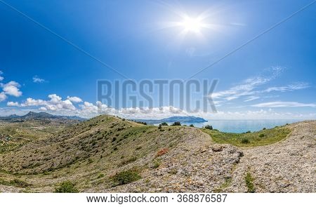 Scenic Panoramic View Towards Kapsel Valley And Cape Meganom, Alchak, Near Resort City Sudak In Crim
