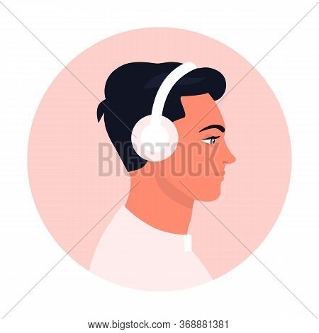 Social Media Avatar Profile A Young Man. Portrait Of Asian Teenager. Vector Trendy Minimal Style. Il