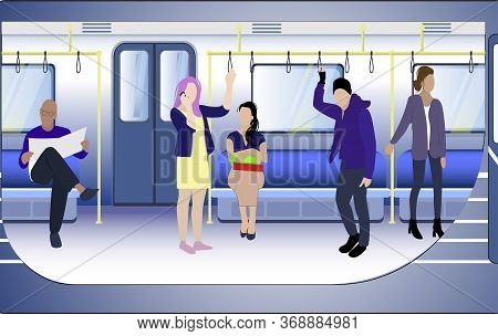 Train Subway Metro Inside, Passenger. Metro Vagon