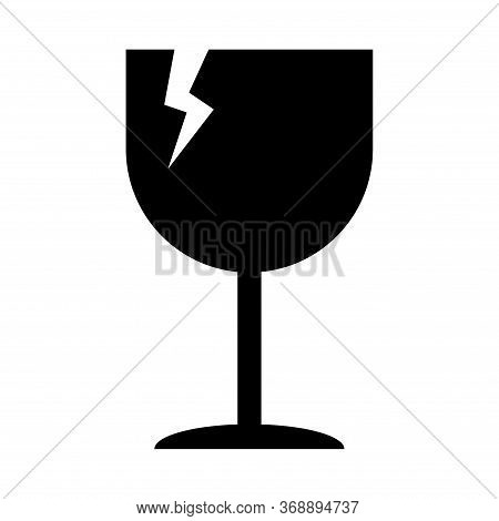 Fragile Flat Icon With Crack Isolated On White Background. Fragile Package Symbol. Label Vector Illu