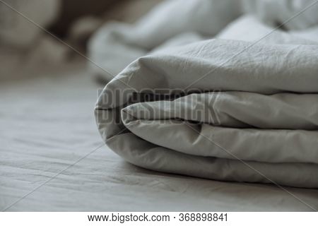 Folded Gray Bedding Fabrik Cotton Grey Background
