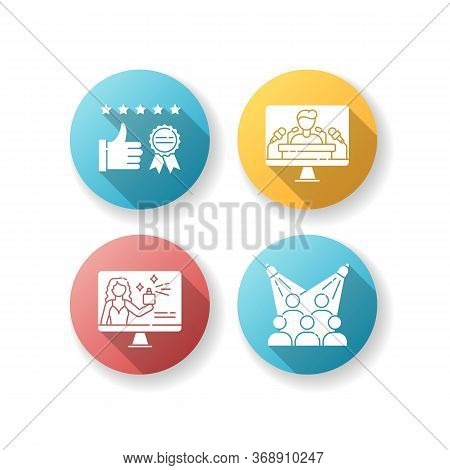Corporate Identity Flat Design Long Shadow Glyph Icons Set. Brand Ambassador. Corporate Identity. Cu
