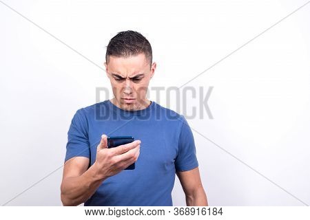 Worried Man. White Back Ground, Medium Shot