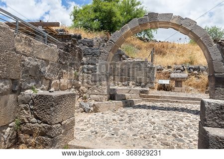 Kanaf, Israel, May 29, 2020 : Ruins Of The Dir Aziz Synagogue, Built In The Byzantine Period, At The