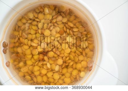Lentils Soaked In Water For A Wholesome Breakfast. Food On A Diet. Sports Nutrition.