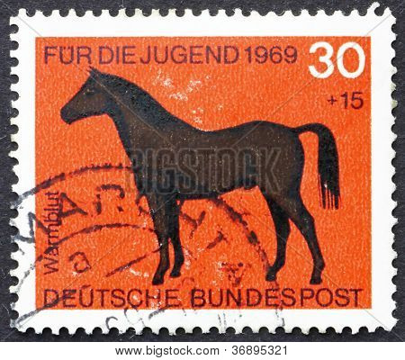 Briefmarke Deutschland 1969 Hotblood Pferd