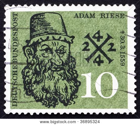 Estampilla Alemania 1959 Adam Riese, profesor de aritmética