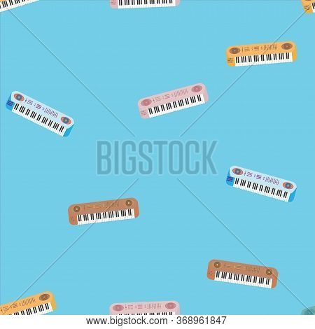 Abstract Vector Sintezator Pattern On Blue Background.