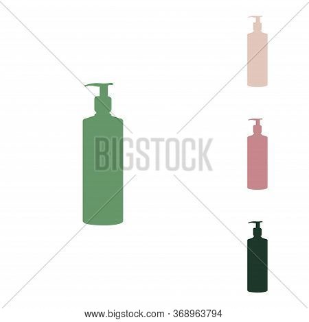 Gel, Foam, Liquid Soap. Dispenser Pump Plastic Bottle. Russian Green Icon With Small Jungle Green, P
