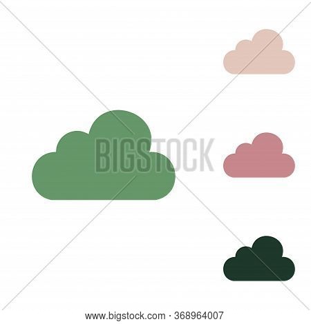 Cloud Sign Illustration. Russian Green Icon With Small Jungle Green, Puce And Desert Sand Ones On Wh