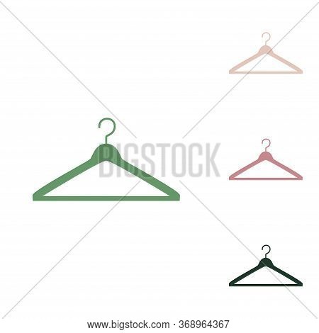 Hanger Sign Illustration. Russian Green Icon With Small Jungle Green, Puce And Desert Sand Ones On W