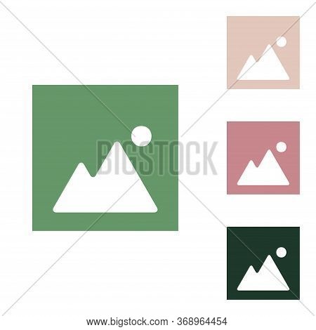 Image Sign Illustration. Russian Green Icon With Small Jungle Green, Puce And Desert Sand Ones On Wh