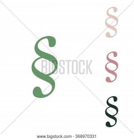 Paragraph Sign Illustration. Russian Green Icon With Small Jungle Green, Puce And Desert Sand Ones O