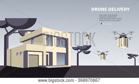 Concept For Delivery Service. Contact-less Delivery Of Products. Online Shopping. Vector Illustratio