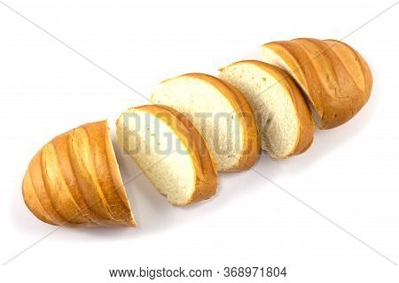 Thick Slices Of White Bread Loaf, Isolated On A White Background.