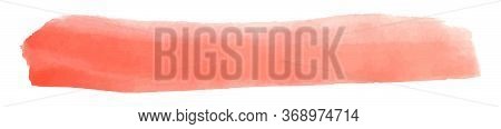 Vector Watercolor Background Coral Color Smear, Stock Illustration For Design And Decor, White Backg