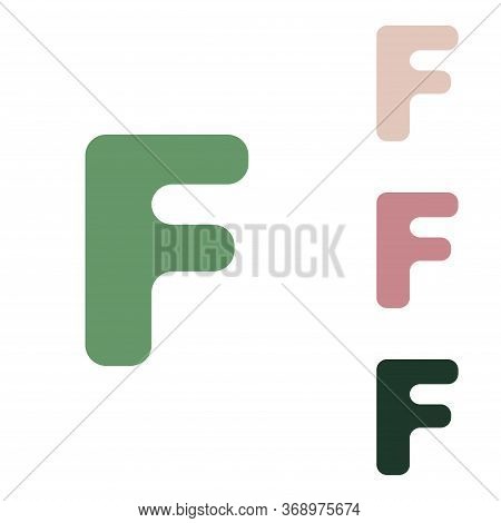 Letter F Sign Design Template Element. Russian Green Icon With Small Jungle Green, Puce And Desert S
