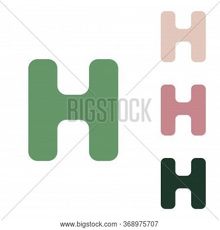 Letter H Sign Design Template Element. Russian Green Icon With Small Jungle Green, Puce And Desert S