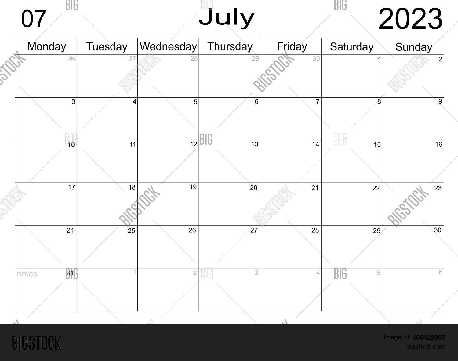 Planner July 2023. Image & Photo (Free Trial) | Bigstock