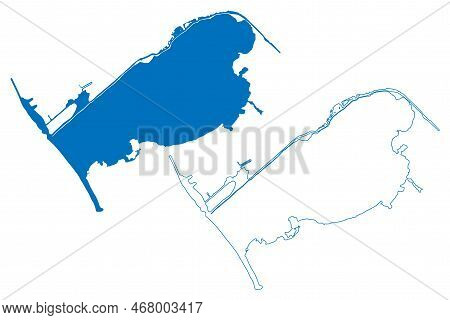 Lake Mariout (africa, Arab Republic Of Egypt) Map Vector Illustration, Scribble Sketch Mareotis, Mar