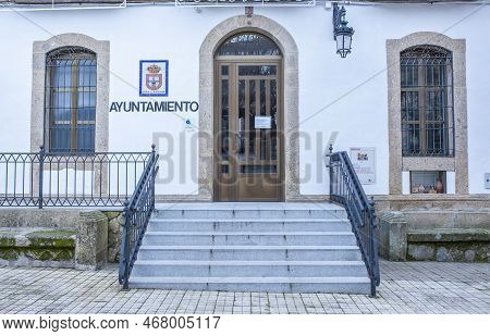 Banos De Montemayor, Spain - Jan 3rd, 2021: Town Hall Facade Of Banos De Montemayor, Caceres, Extrem