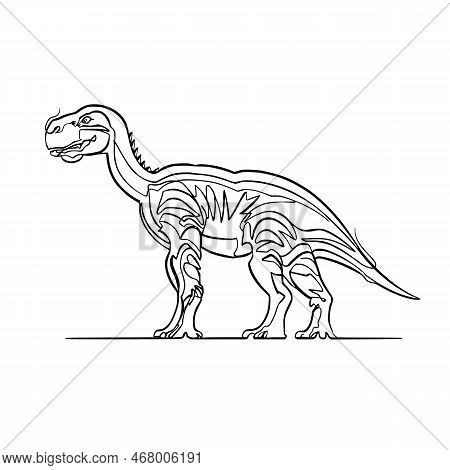 Dinosaur Silhoutte, Continuous Minmalist Line Art Vector