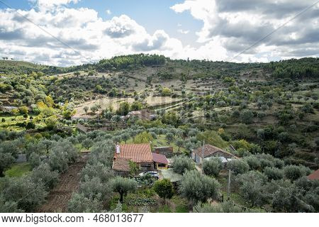 A House In The Landscape At The Village Of Amieira Do Tejo In Alentejo In Portugal.  Portugal, Amiei