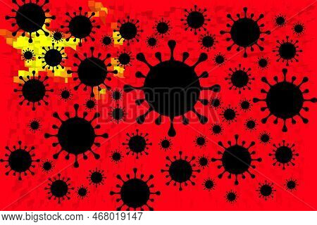 China. Coronavirus. China Flag Design With Illustration Of Virus Over The Flag. Explosion Of Covid I