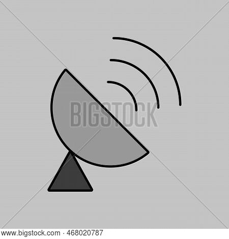 Sputnik Antenna Vector Isolated Grayscale Icon. Navigation Sign. Graph Symbol For Travel And Tourism