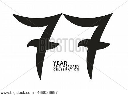 77 Year Anniversary Celebration Black Color Logotype Vector, 77 Number Design, 77th Birthday Invitat