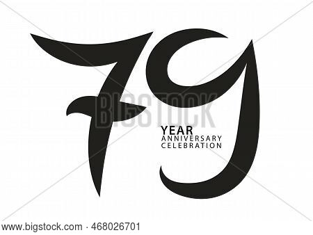 79 Year Anniversary Celebration Black Color Logotype Vector, 79 Number Design, 79th Birthday Invitat