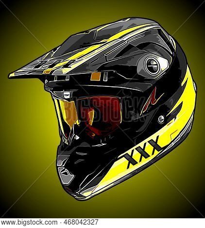 A Black And Yellow Motor Cross Helmet