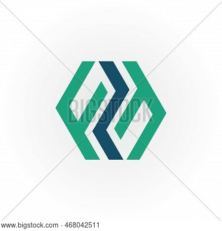 Abstract Initial Letter F Or Ff Logo In Green Color Isolated In White Background Applied For Financi