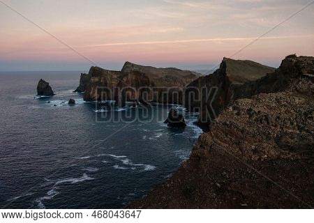 Beautiful Sunset In Miradouro Da Ponta Do Rosto, Madeira, Portugal