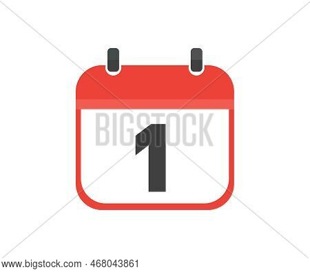 Simple Calendar With Date 1, Day One Logo Design. Calendar Icon Flat Day 1. Reminder Symbol. Event S