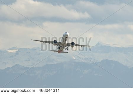 Zurich, Switzerland, December 23, 2022 Helvetic Airways Embraer E195-e2 Aircraft Is Departing From R