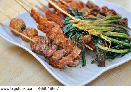 Barbecued Pork Or Grilled Pork , Grilled Chitterlings Or Fried Chitterlings Or Chinese Food