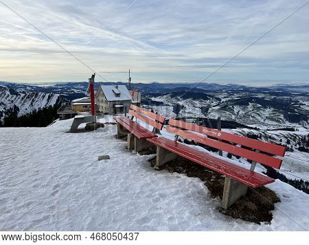Peak Of The Mountain Kronberg (kronberg-gipfel) And The First Late Autumn Snow In The Alpstein Mount