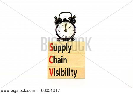 Scv Supply Chain Visibility Symbol. Concept Words Scv Supply Chain Visibility On Wooden Blocks On A 