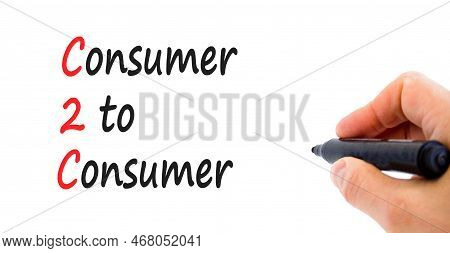 C2c Consumer To Consumer Symbol. Concept Words C2c Consumer To Consumer On White Paper On A Beautifu