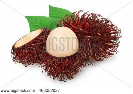 Rambutan Isolated On White Background. Tropical Fruit. Nephelium Lappaceum