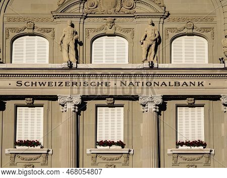 Bern, Switzerland - July 7, 2022: The Building Of The Swiss National Bank - Schweizerische Nationalb