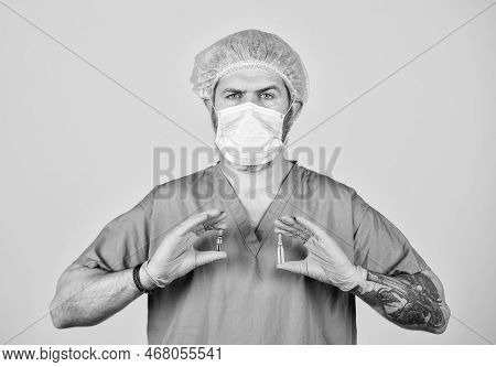 Doctor Hold Testing Tube. Creating Vaccine Against New Virus Type. What Is Coronavirus. Cause Of Inf