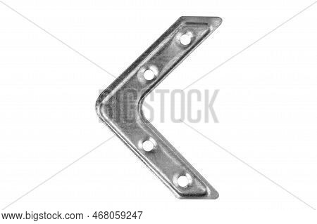 Angle Bracket Close-up. Angle Brace Isolated On White Background. Metal Fasteners On A White Backgro