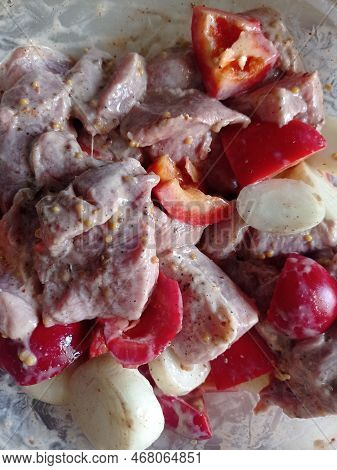 Preparation For Grilled Meat
Background, Food, Pork, Barbecue, Vegetables, Pepper, Onion, Marinade, 