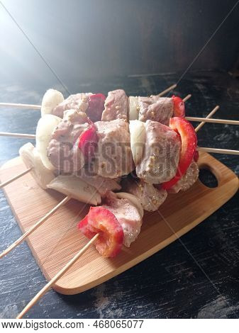 Preparation For Grilled Meat
Background, Food, Pork, Barbecue, Vegetables, Pepper, Onion, Marinade, 